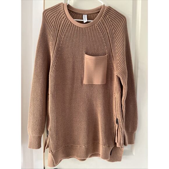 Varley Matteson Sweater Tunic Pull Anthropologie Taupe Knit Size Medium Preppy - Picture 1 of 13